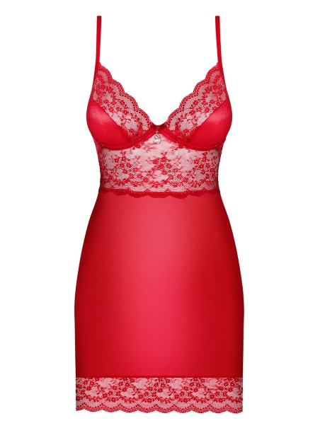 Obsessive Lingerie elegante chemise rossa con perizoma collezione Lovica