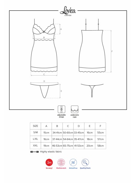 Obsessive Lingerie elegante chemise rossa con perizoma collezione Lovica