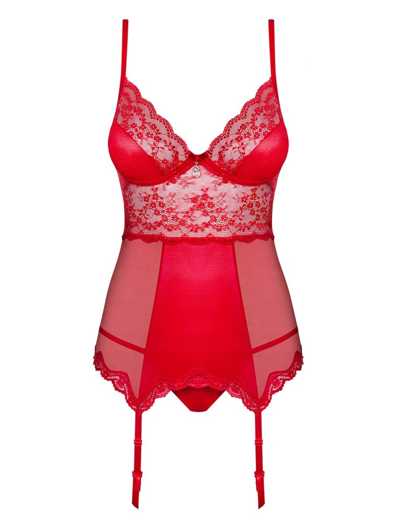 Obsessive Lingerie sexy corsetto rosso con perizoma collezione Lovica