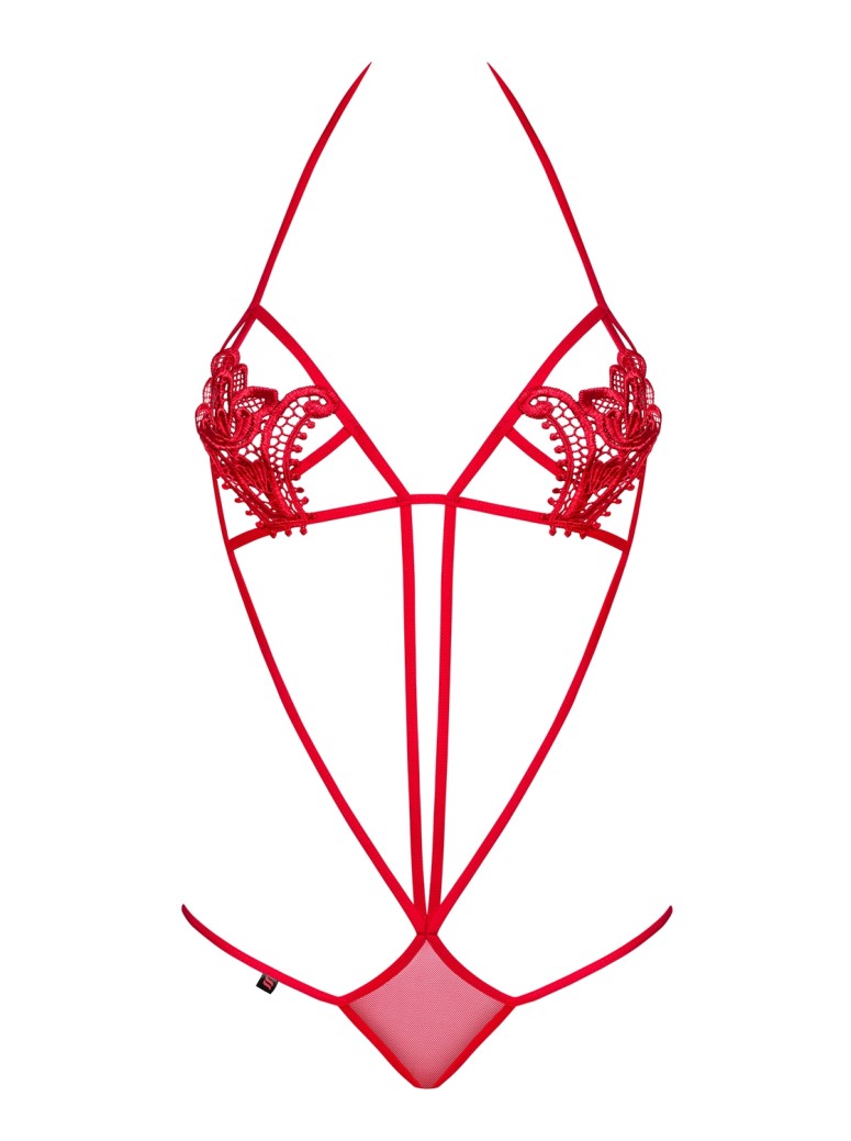 Obsessive Lingerie sexy body rosso con coppe decorate collezione Luiza