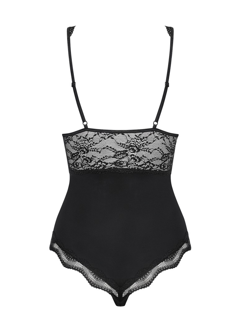 Obsessive elegante body con inserti in pizzo e perla decorativa Luvae