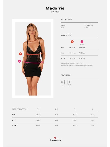 Obsessive Lingerie sexy chemise con perizoma Maderris Obsessive Lingerie sexy chemise con perizoma Maderris