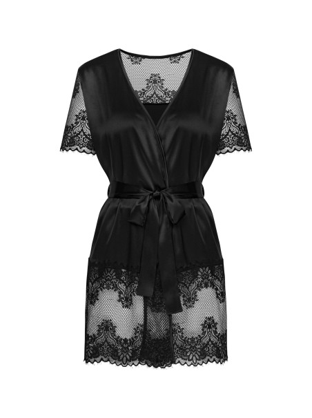 Obsessive Lingerie vestaglia in tessuto satinato e pizzo Maderris