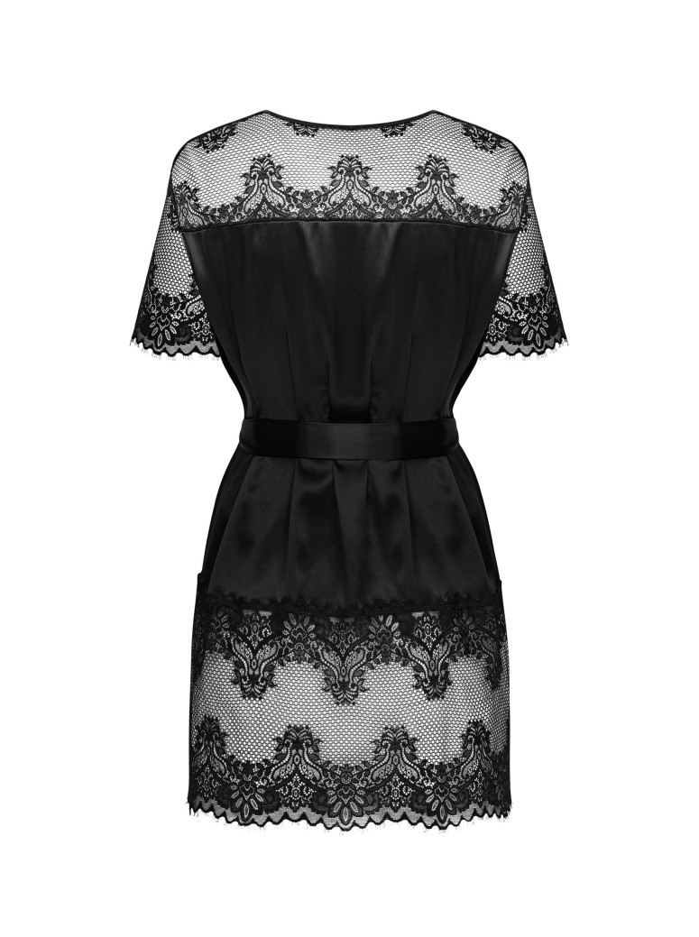 Obsessive Lingerie vestaglia in tessuto satinato e pizzo Maderris