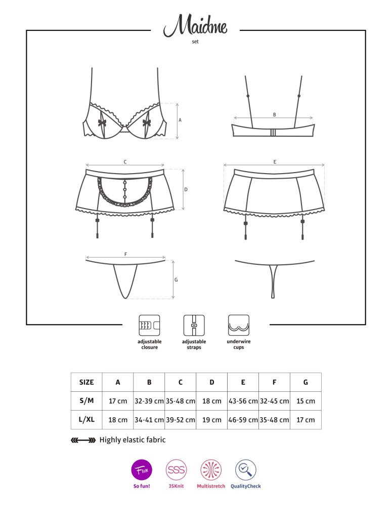 Obsessive Lingerie costume da cameriera con accessori Maidme