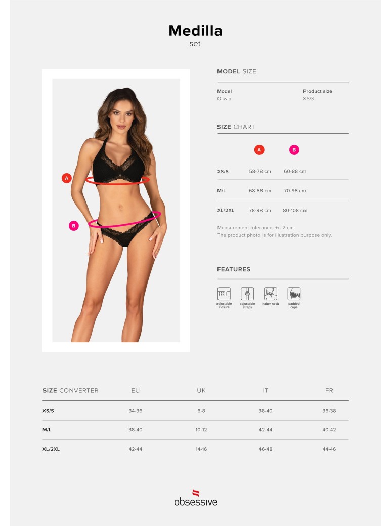 Obsessive Lingerie completino intimo in tulle e pizzo Medilla