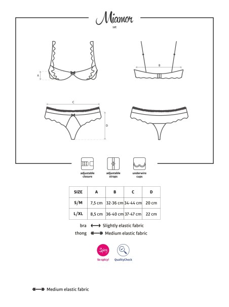 Obsessive Lingerie completino push-up mezza coppa bianco Miamor