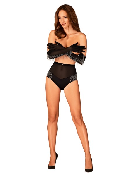 Obsessive Lingerie guanti satinati con frange in metallo Milladis