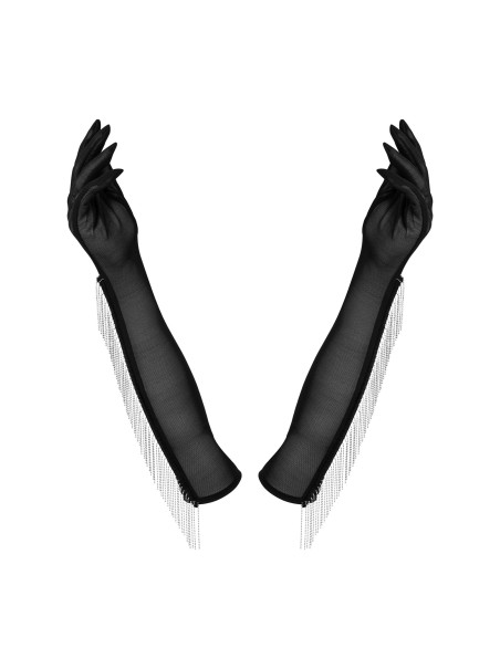 Obsessive Lingerie guanti satinati con frange in metallo Milladis