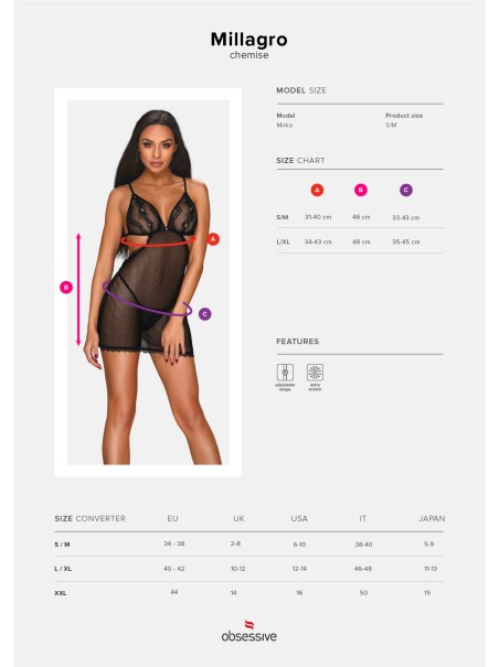 Obsessive Lingerie sexy chemise con perizoma Millagro Obsessive Lingerie sexy chemise con perizoma Millagro