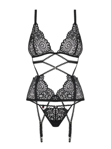 Obsessive Lingerie corsetto con perizoma in pizzo nero Mixty Obsessive Lingerie corsetto con perizoma in pizzo nero Mixty