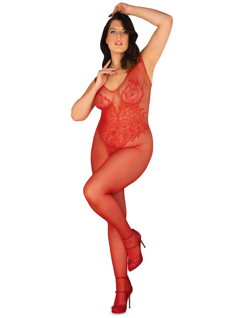 Obsessive Lingerie sexy bodystocking rossa aperta N112