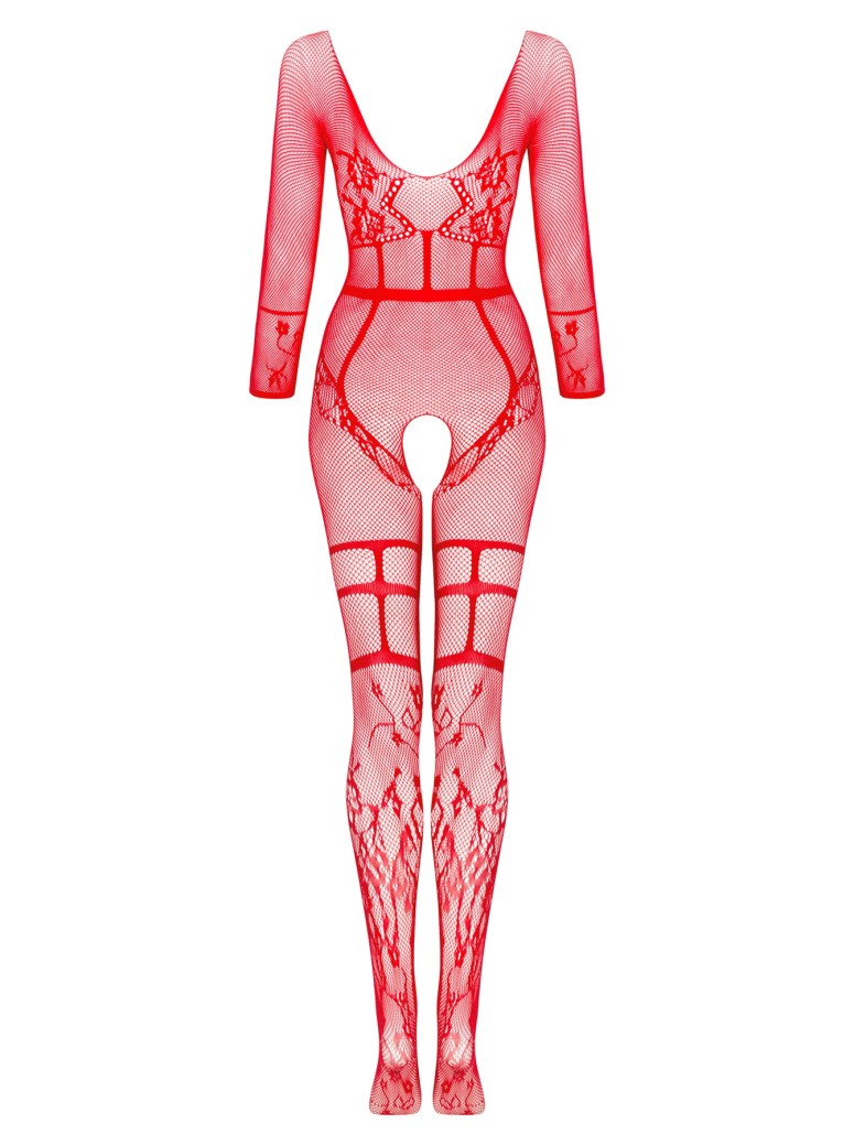 Beauty Night Lingerie sexy bodystocking rossa aperta Lorna