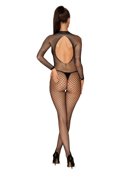 Obsessive Lingerie bodystocking a maniche lunghe aperta N121