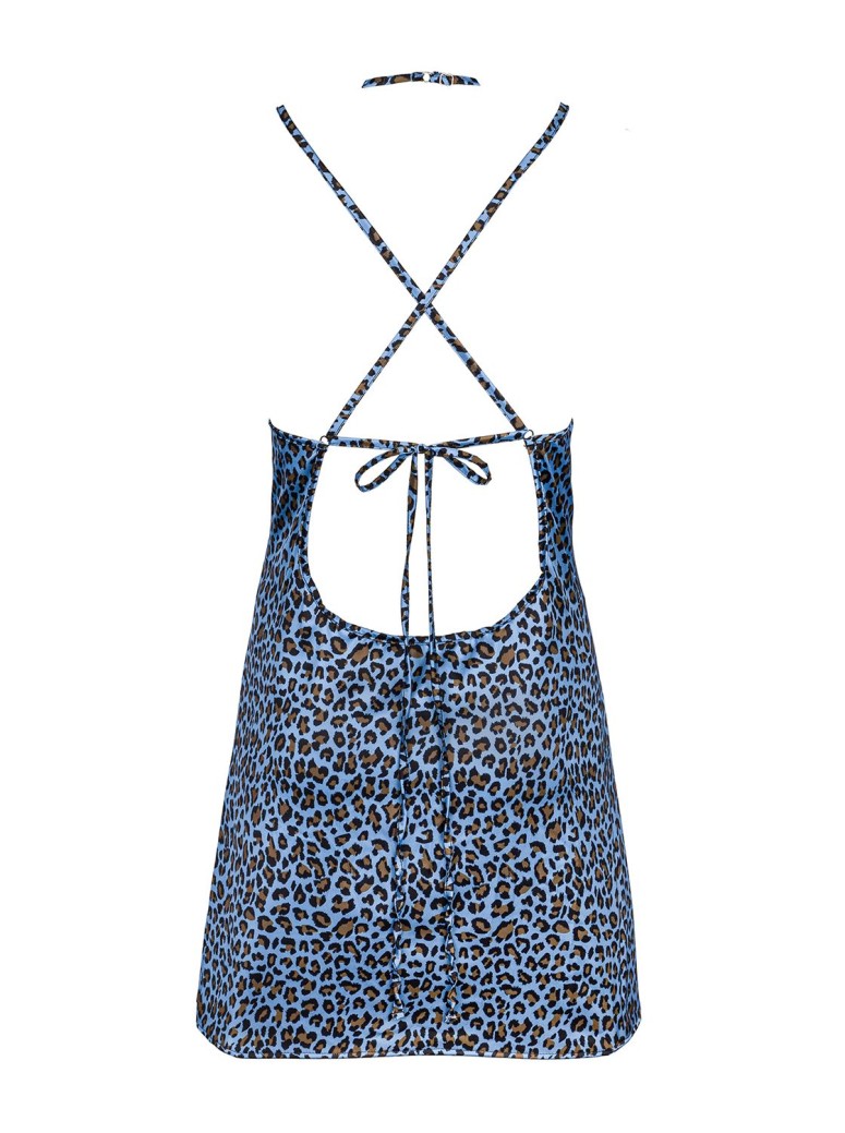 Obsessive Lingerie sexy chemise e perizoma animalier blu Nadines