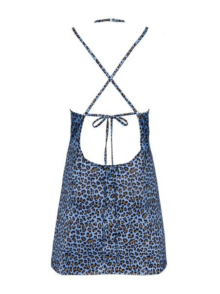 Obsessive Lingerie sexy chemise e perizoma animalier blu Nadines