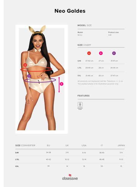 Obsessive  provocante costume da coniglietta quattro pezzi Neo Goldes Obsessive  provocante costume da coniglietta quattro pezzi Neo Goldes