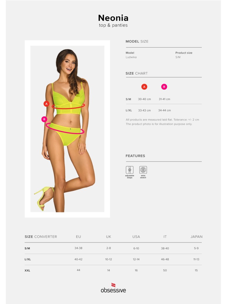 Obsessive Lingerie top e mutandine in giallo neon Neonia