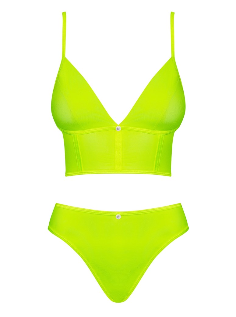 Obsessive Lingerie top e mutandine in giallo neon Neonia