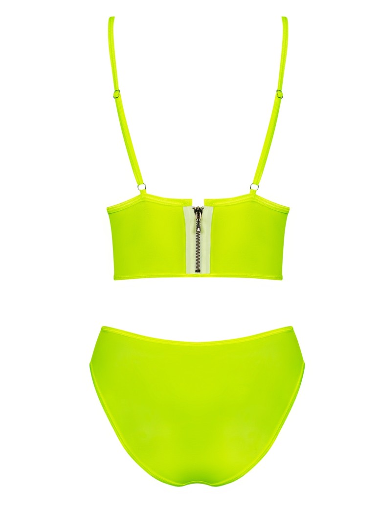 Obsessive Lingerie top e mutandine in giallo neon Neonia