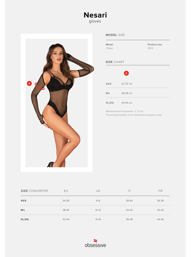 Obsessive Lingerie guanti lunghi in microrete trasparente Nesari