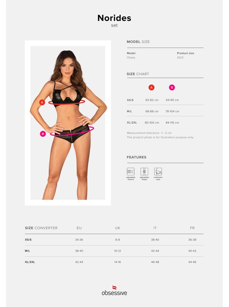 Obsessive Lingerie sexy completino due pezzi Norides