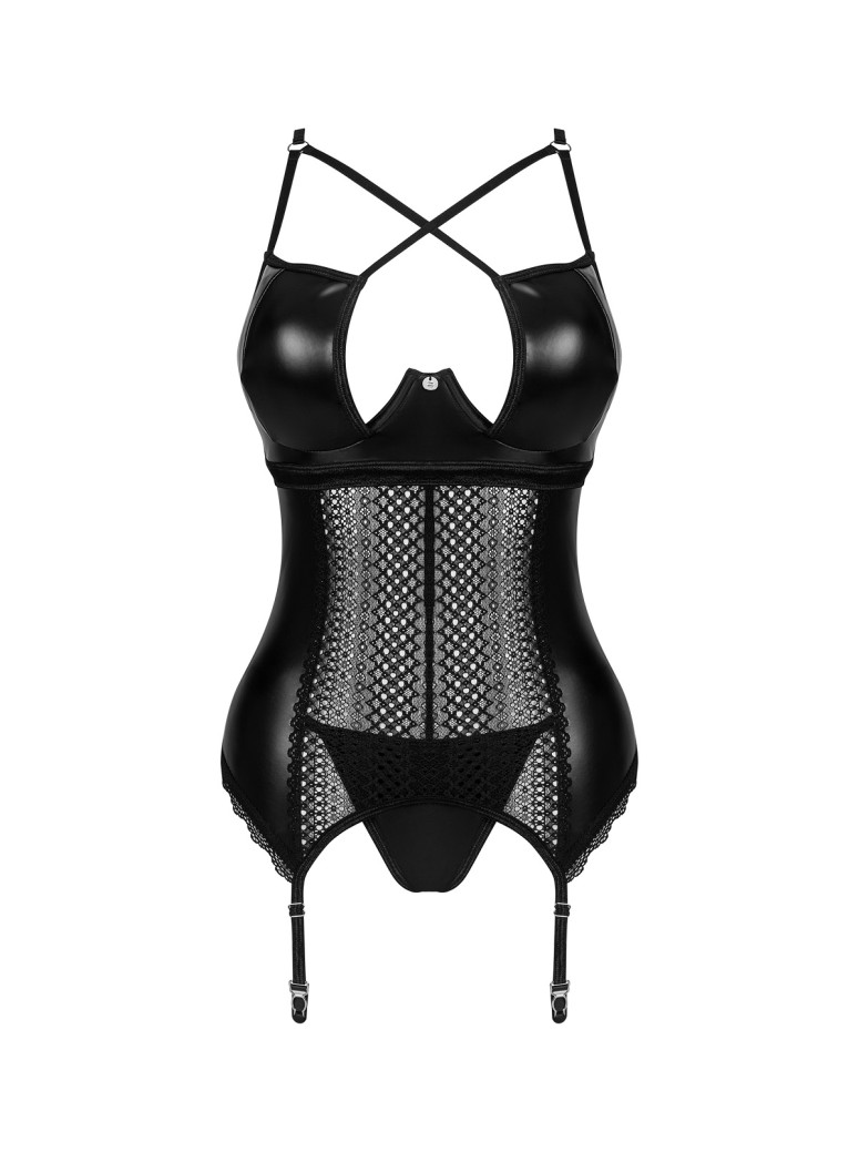 Obsessive Lingerie sexy corsetto wetlook con perizoma Norides