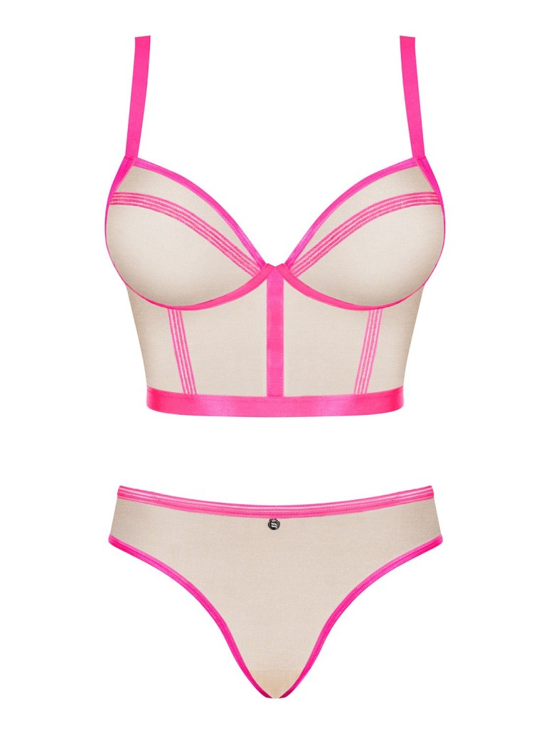 Obsessive top e mutandine nude e neon pink Nudelia