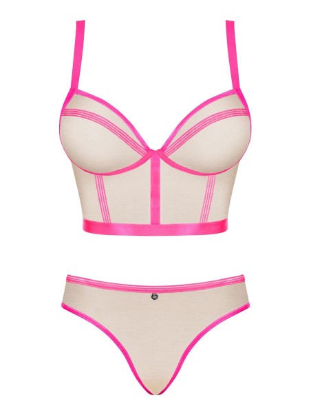 Obsessive top e mutandine nude e neon pink Nudelia