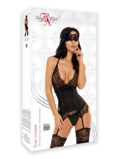 Beauty Night Lingerie sexy corsetto con perizoma e maschera Eve Beauty Night Lingerie sexy corsetto con perizoma e maschera Eve