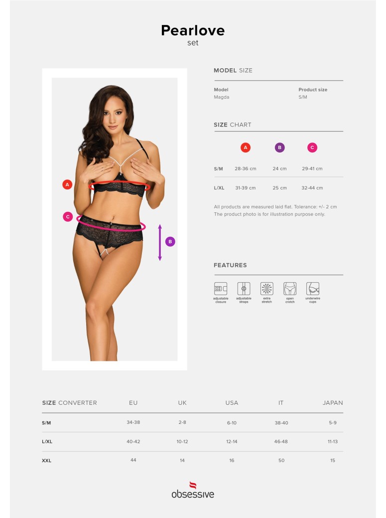 Obsessive Lingerie completino intimo aperto con perle Pearlove