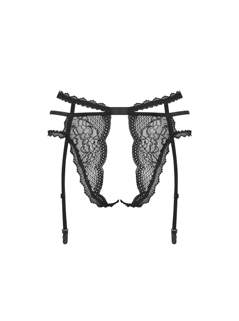 Obsessive Lingerie reggicalze con mutandine aperte Pearlove