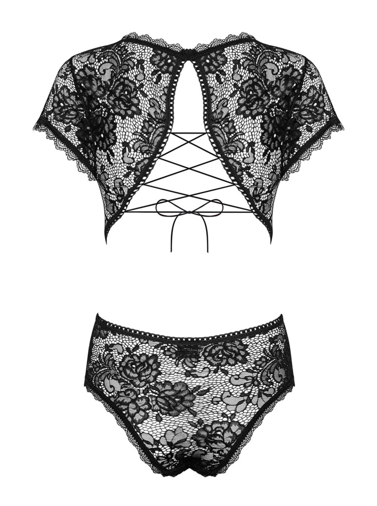Obsessive Lingerie sexy body in pizzo nero Peonesia