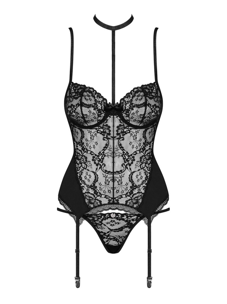 Obsessive Lingerie corsetto in pizzo con perizoma Raquelia