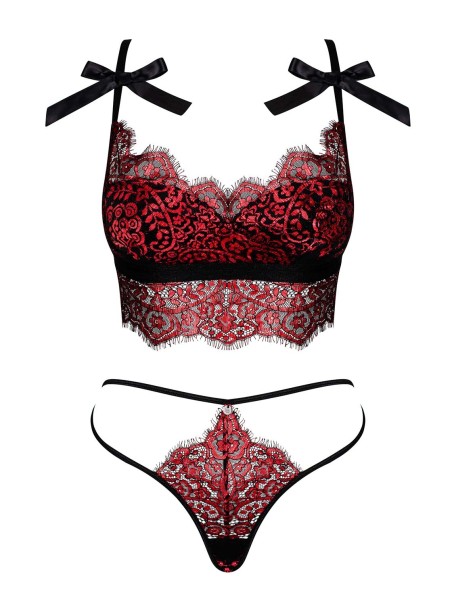 Obsessive Lingerie completino in pizzo rosso floreale Redessia