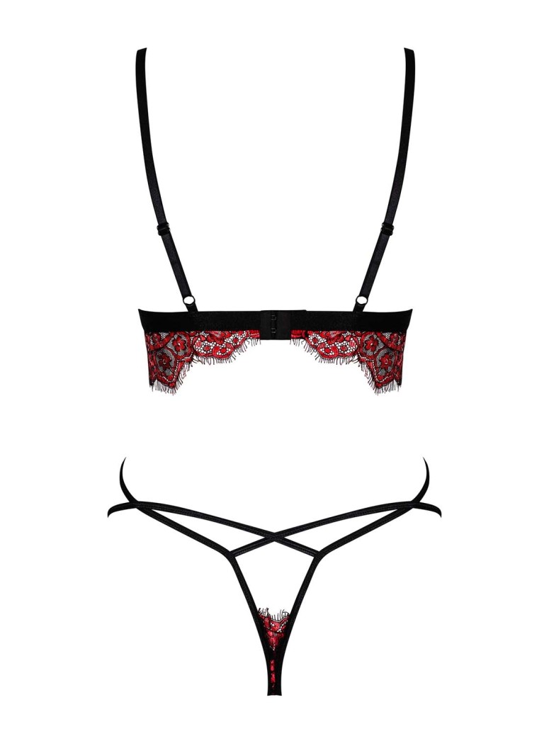 Obsessive Lingerie completino in pizzo rosso floreale Redessia
