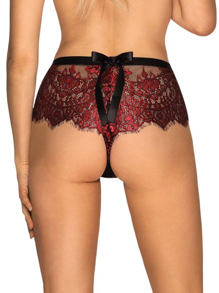 Obsessive Lingerie shorties in pizzo floreale rosso Redessia