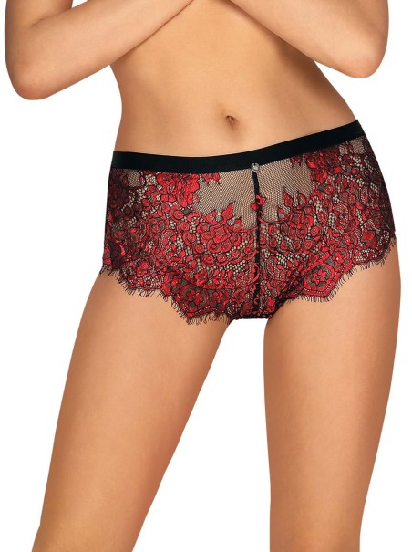 Obsessive Lingerie shorties in pizzo floreale rosso Redessia