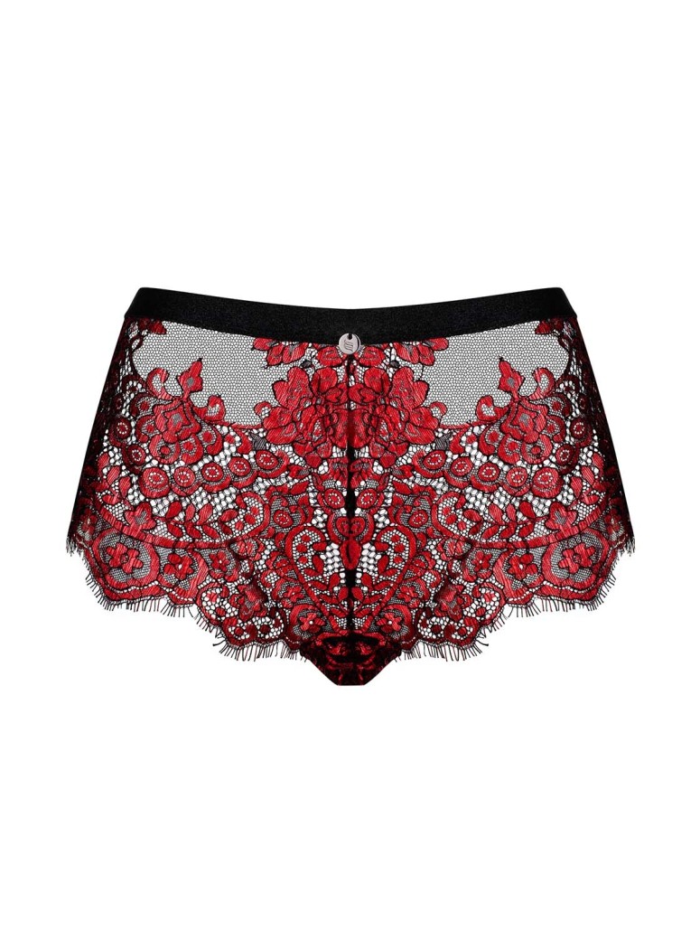Obsessive Lingerie shorties in pizzo floreale rosso Redessia