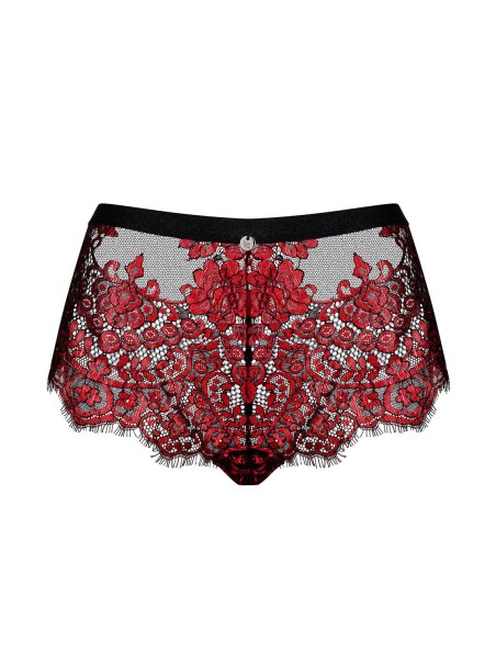 Obsessive Lingerie shorties in pizzo floreale rosso Redessia
