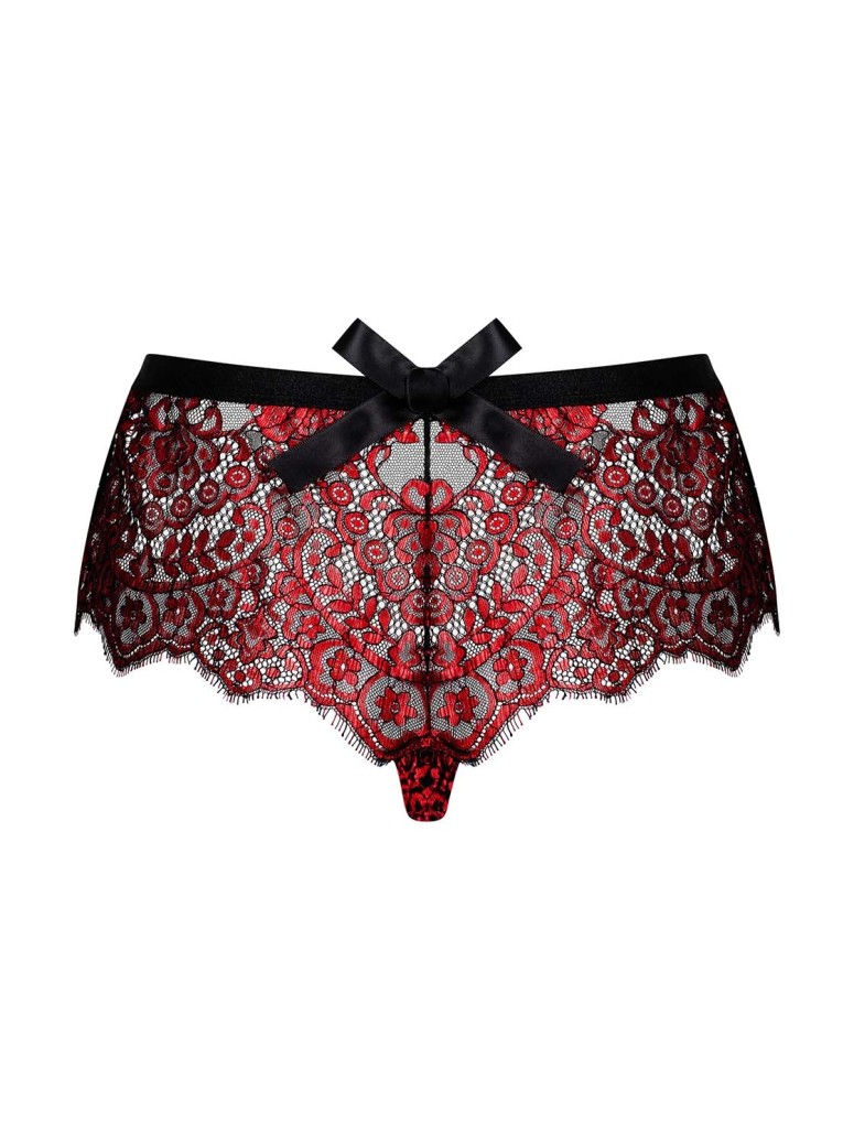 Obsessive Lingerie shorties in pizzo floreale rosso Redessia