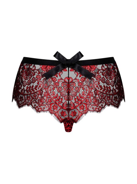 Obsessive Lingerie shorties in pizzo floreale rosso Redessia