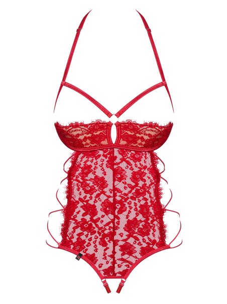Obsessive Lingerie sexy body aperto in pizzo rosso Rediosa