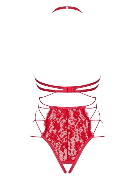 Obsessive Lingerie sexy body aperto in pizzo rosso Rediosa