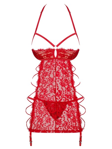 Obsessive Lingerie chemise con reggicalze in pizzo rosso Rediosa Obsessive Lingerie chemise con reggicalze in pizzo rosso Rediosa