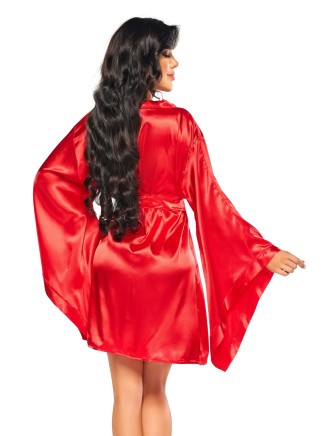 Beauty Night Lingerie sexy vestaglia a kimono in raso rosso Samira 2