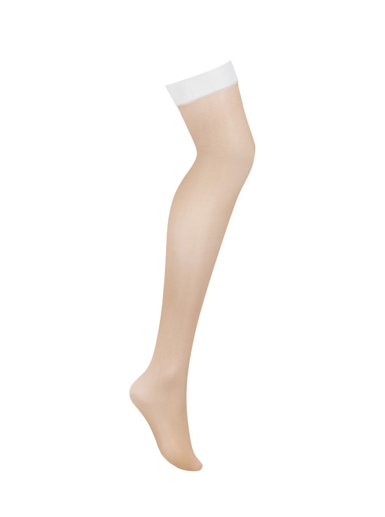 Obsessive Lingerie calze da reggicalze nudo con balza bianca S814