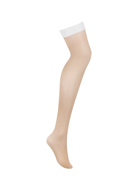 Obsessive Lingerie calze da reggicalze nudo con balza bianca S814