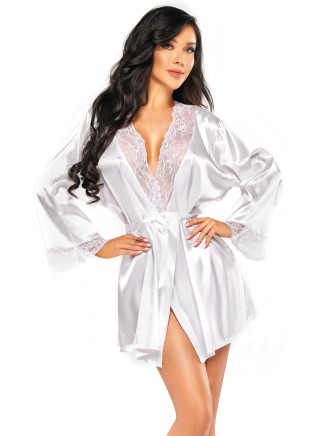 Beauty Night Lingerie vestaglia in raso e pizzo bianco Sherie