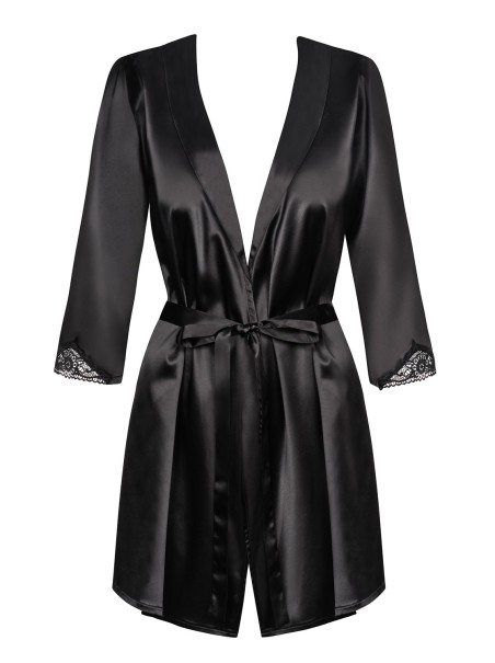 Obsessive elegante vestaglia nera in raso satinato con perizoma Satinia Obsessive elegante vestaglia nera in raso satinato con perizoma Satinia